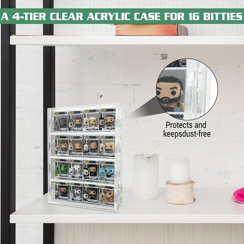 Acrylic Display Case Compatible with Funko Bitty Pop – Clear Tiered Stand for Mini Figures & Collectibles, Protective Display Box for Bittys & Miniatures in Saudi Arabia