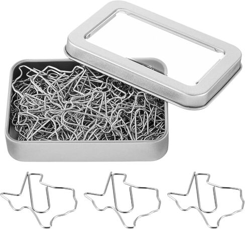 60 Pcs Texas State Shaped Paper Clips Cute Silver Paperclips Bookmark Fun Texas Souvenirs Gift for Book Lovers Students Teachers Office Back to School Supplies Home Desk Organizers in Saudi Arabia