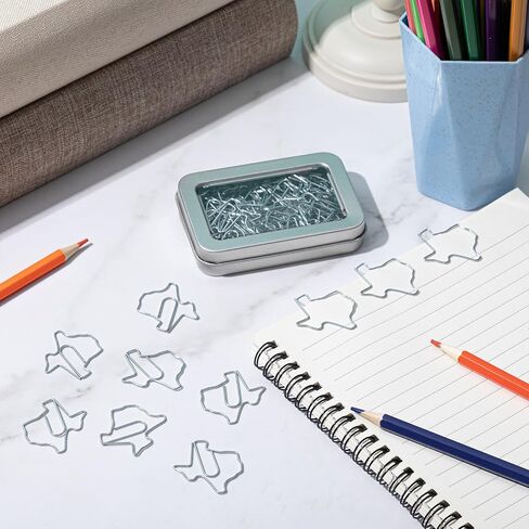60 Pcs Texas State Shaped Paper Clips Cute Silver Paperclips Bookmark Fun Texas Souvenirs Gift for Book Lovers Students Teachers Office Back to School Supplies Home Desk Organizers in Saudi Arabia