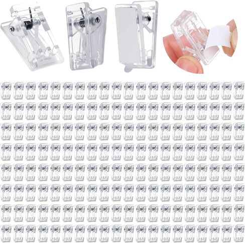 200PCS Self Adhesive Clips, Plastic Wall Hanging Clamp Sticky for Tapestry Poster Photo Office Home Decorations, Clear 1x0.5 Inch in Saudi Arabia