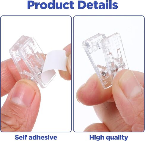 200PCS Self Adhesive Clips, Plastic Wall Hanging Clamp Sticky for Tapestry Poster Photo Office Home Decorations, Clear 1x0.5 Inch in Saudi Arabia