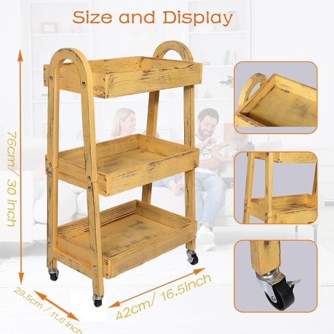 3-Tier Rolling Utility Cart with Lockable Wheels Storage Slim Storage Heavy Duty Cart Mobile Shelving Unit Craft Narrow Organizer for Bathroom Laundry Kitchen (Vintage White) in Saudi Arabia