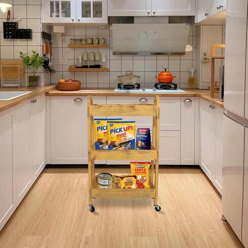 3-Tier Rolling Utility Cart with Lockable Wheels Storage Slim Storage Heavy Duty Cart Mobile Shelving Unit Craft Narrow Organizer for Bathroom Laundry Kitchen (Vintage White) in Saudi Arabia