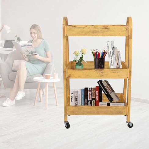 3-Tier Rolling Utility Cart with Lockable Wheels Storage Slim Storage Heavy Duty Cart Mobile Shelving Unit Craft Narrow Organizer for Bathroom Laundry Kitchen (Vintage White) in Saudi Arabia