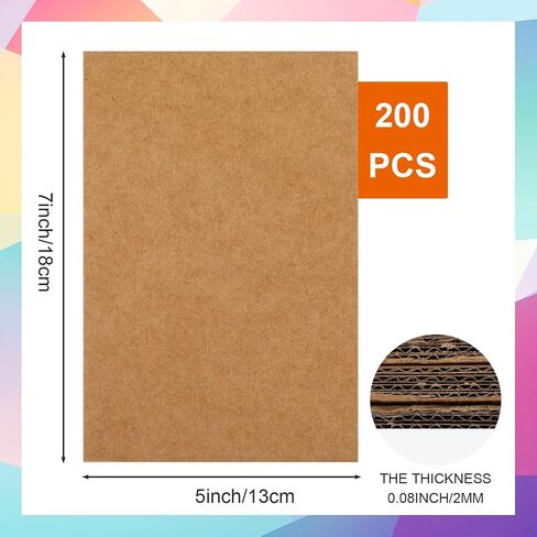 200 Pcs 5 x 7 Inch Corrugated Cardboard Sheets for Mailers 2 mm Thickness Flat Pack Insert Shipping Mail Cardboard Divider Backs and Crafts Arts and Crafts Supplies Dividers DIY Projects in Saudi Arabia