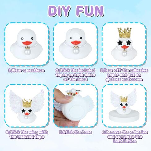 Angel Rubber Duck with Purple Glitter Wings,Squeaky Duck for Jeep Ducking Car Dashboard Decoration Baby Bath Toy with Crown,Sunglasses and Pearl Necklace in Saudi Arabia