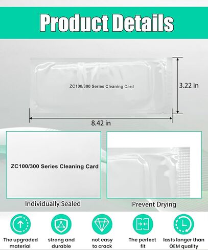 مجموعة طابعة بطاقة هوية 5pcs تناسب Zebra ZC100 ZC150 ZC300 ZC350 ، بطاقة التنظيف أحادية الاستخدام استبدل 105999-311 in Saudi Arabia
