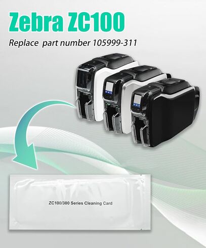 مجموعة طابعة بطاقة هوية 5pcs تناسب Zebra ZC100 ZC150 ZC300 ZC350 ، بطاقة التنظيف أحادية الاستخدام استبدل 105999-311 in Saudi Arabia