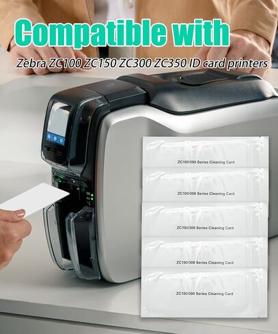 مجموعة طابعة بطاقة هوية 5pcs تناسب Zebra ZC100 ZC150 ZC300 ZC350 ، بطاقة التنظيف أحادية الاستخدام استبدل 105999-311 in Saudi Arabia