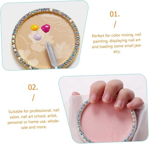 2pcs Round Rinestons Nail Art Display Palette Tray for Home Salon Gel Polish Mixing Resin Resin Resin Resin in Saudi Arabia