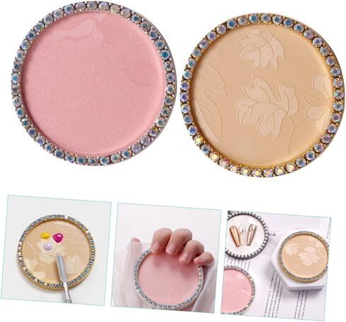 2pcs Round Rinestons Nail Art Display Palette Tray for Home Salon Gel Polish Mixing Resin Resin Resin Resin in Saudi Arabia