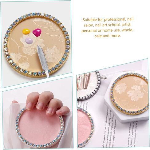 2pcs Round Rinestons Nail Art Display Palette Tray for Home Salon Gel Polish Mixing Resin Resin Resin Resin in Saudi Arabia