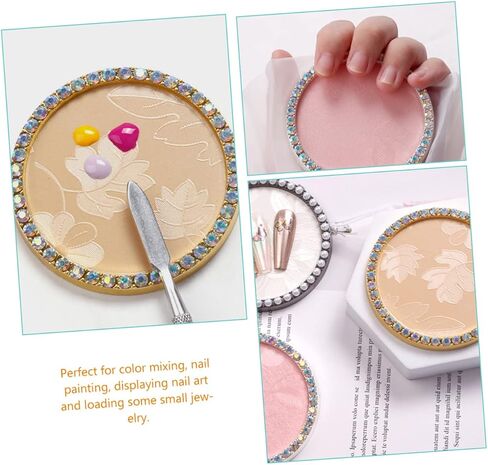 2pcs Round Rinestons Nail Art Display Palette Tray for Home Salon Gel Polish Mixing Resin Resin Resin Resin in Saudi Arabia