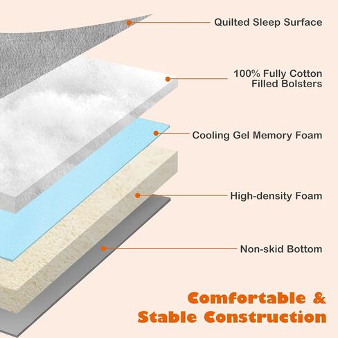 Giantex Cooling Gel Dog Bed for Large Dogs, 40" L Memory Foam Dog Sofa Bed with Washable Cover, Removable Bolsters, Non-Slip Bottom, Pet Couch Dog Crate Mat for Puppies Dogs up to 95 lbs (Gray) in Saudi Arabia