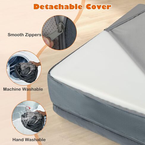 Giantex Cooling Gel Dog Bed for Large Dogs, 40" L Memory Foam Dog Sofa Bed with Washable Cover, Removable Bolsters, Non-Slip Bottom, Pet Couch Dog Crate Mat for Puppies Dogs up to 95 lbs (Gray) in Saudi Arabia