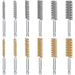 24 Pieces Bore Brush for Drill Wire Bore Brush Set Wire Cleaning Brush Set Stainless Steel Cleaning Brush for Power Drill Impact Driver (Stainless Steel)