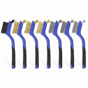 Wire Brushes Cleaning Set 6Pc, 9" and 7", Wire Brushes for Cleaning Welding Slag, Rust and Dust. Includes Brass, Nylon, Stainless Steel Brushes with Strong Handle