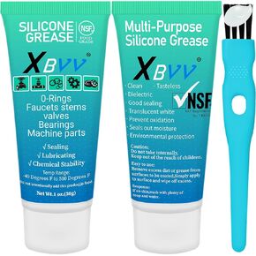 Silicone Lubricating Grease for Plumber Faucet Rubber Washers Valve O Ring 2-Pack 1 oz Tube with Brush