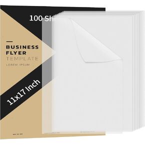 100 PCS 11x17Inch Translucent Vellum Paper 60 GSM Drafting Vellum Paper Vellum Sheets Translucent White Tracing Paper for Drawing Printable Architecture Building Paint Ink Pencil Graphite