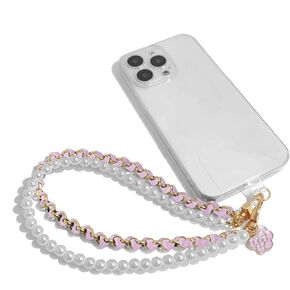 Phone Charm Anti Lost Phone Wrist Strap Pearl Beaded Phone Chain Double Chains Hand Wrist Phone Straps for Keychain Phone Wallet Camera