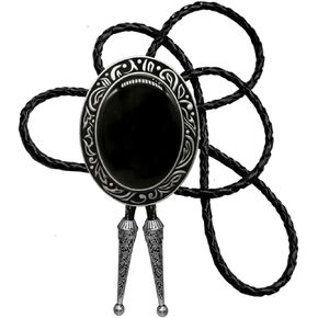 Moranse Bolo Tie Natural Colors Stone Western Celtic Style Genuine and Cowhide Rope