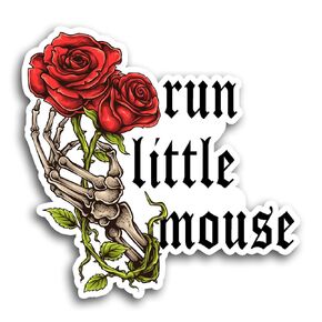 Run Little Mouse Sticker Black Rose Kindle Skeleton Haunting Adeline Hunting Adeline Dark Romance Booktok Bookish Book Lover Vinyl Die Cut Sticker for Car Laptop Phone Water Bottle (3 Inches(3Pcs))