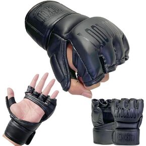 MMA Gloves, Hybrid Open Palm Shooter Fighting MMA Gloves Men Women, Double Wrap Wrist Support, Cage Fighting Combat Sports, Muay Thai, Punching Bag Kickboxing Gloves