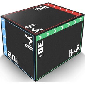 3 in 1 Foam Plyometric Box Jumping Box for Training, 20" 24" 30" Non-Slip Plyometric Jump Box for Jumping Trainers, Box-Squats and Steps-up, Black in Saudi Arabia