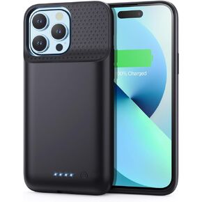 Battery Charging Case for iPhone 12Pro Max/13Pro Max/14Pro Max/14Plus (6.7 Inch), Powerful 8600mAh Portable Rechargeable Charger Case for iPhone 14ProMax/14Plus/13Promax/12Promax Battery Case-Black