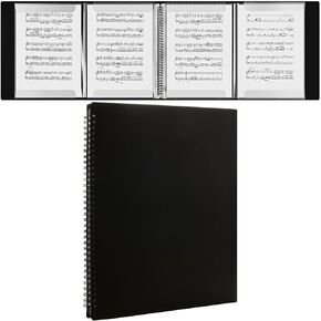 2 Pack Sheet Music Folder, 8.5 × 11 Music Binder, 4 Page Expand 60 Pockets A4 Size, Black Writable Choir Folder for Holding Sheet Music and Storing Files