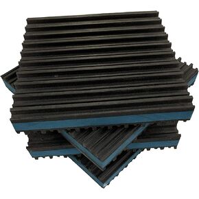 Heavy Duty Anti Vibration Isolation Pads 6" X 6" X 7/8" Ribbed Rubber with Blue Composite Foam Center, Quantity 4