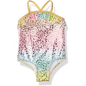 Girls Baby Gold Foil Cheetah Print Swimsuit