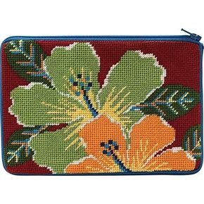 مجموعة محفظة مستحضرات التجميل Stitch & Zip Needlepoint - الكركديه الساطع in Kuwait