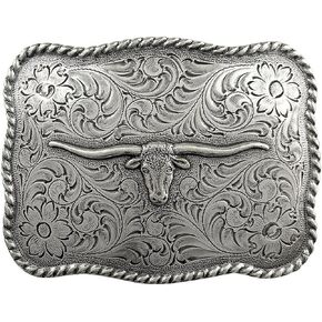 Western Lady Bull Texas Longhorn Steer Head Belt Buckle Fits 1-1/2"(38mm) Multi-Style Options