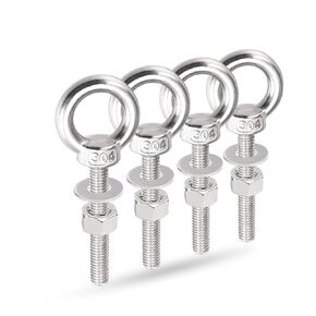 Lifting Shoulder Eye Bolts, Ekunbuy Screw Bolt 304 Stainless Steel Heavy Duty Lifting Ring Threaded Eyebolts with Washers and Nuts for Indoor Outdoor