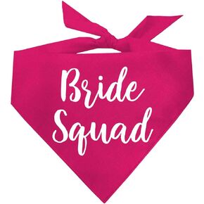 Bride Squad Wedding Engagement Announcement Dog Bandana (Hot Pink, OS 40)