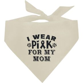 Apricot Gray Dog Bandana, I Wear Pink for My Mom Cancer Ribbon Breast Cancer Dog Bandana, Pet Dog Triangle Scarf, Pet Dog Scarf Accessories, Dog Bandana for Small Medium Large Dogs (D48)
