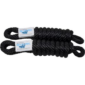 Fender Lines 2 Pack Black Premium Double Braided Nylon 5'x 3/8" Boat Fender Lines with Eyelet on one end so You Don't Have to Worry About Tying Knots. Strong, Soft, Durable, UV Resistance.