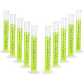 Plastic Graduated Cylinder 100ml, 10 Pack Plastic Transparent Graduated Cylinder 2-Sided Measuring Lines Science Measuring Test Tube Flask for Lab Household in Kuwait
