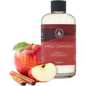 Apple Cinnamon Essential Oil/Reed Diffuser Oil Refill (8.5 Fl. oz.) for Reed Diffusers, Electric Diffuser Oil Machines, and Oil Warmers - Natural, Organic Holiday Diffuser Oil