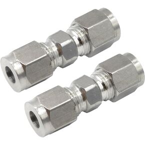 Stainless Steel 304 Compression Union 10mm OD x 10mm OD Tube Fitting, Pack of 2