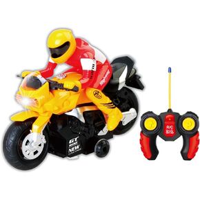 PowerTRC Unleash The Ultimate Racing Thrill | 360 Degree Rotate Spinning RC Race Motorcycle | Remote Control Race Biker with Dazzling Light and Sound Effect for Kids (Yellow)