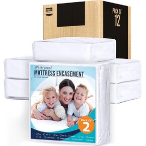 غطاء مرتبة بسحاب من يوتوبيا كامل - واقي مرتبة مقاوم للماء بنسبة 100% ومقاوم لبق الفراش - غطاء مرتبة ماص، بستة جوانب in Kuwait