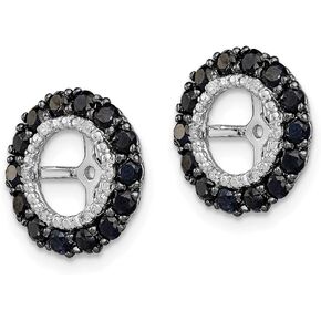 925 Sterling Silver Diamond Black Sapphire Jacket Earrings