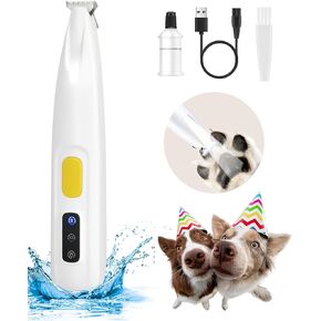 Upgraded Dog Paw Trimmer with LED Light, 18mm Widen Blade, 35dB Low Noise, LED Display, Fully Waterproof, Rechargeable Clipper for Dogs Cats Trimming Paws, Eyes, Ears, Face, and Rump