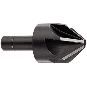 KEO 55031 High-Speed Steel Single-End Countersink, Uncoated (Bright) Finish, 6 Flutes, 82 Degree Point Angle, Round Shank, 1/2" Shank Diameter, 1" Body Diameter