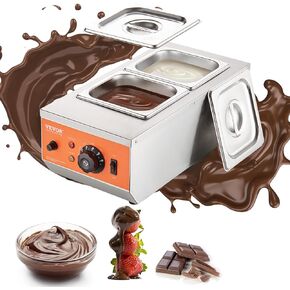 VEVOR Chocolate Tempering Machine, 17.6 Lbs 2 Tanks Chocolate Melting Pot TEMP Control 86~185℉, 1500W Stainless Steel Electric Commercial Food Warmer For Chocolate/Milk/Cream Melting and Heating
