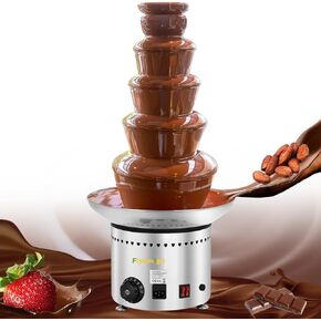 Commercial Chocolate Fountain 5 Tiers 13.2 Lbs Nacho Cheese Fountain Stainless Steel Hot Fondue Fountain Machine for Bakery, Party, Gathering, Wedding, Rental, Knob Control