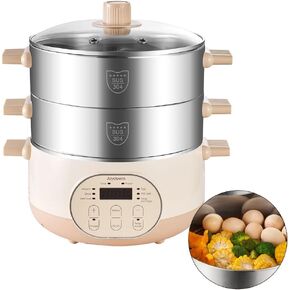 Joydeem Electric Food Steamer fo Cooking, 2-Tier Stainless Steel Vegetable & Food Steamers, 15L Large Capacity, JD-DZG15B