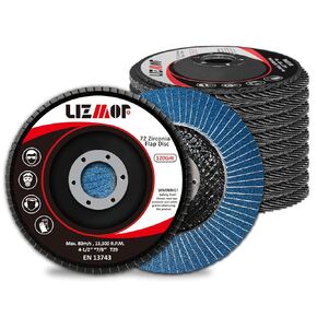 Flap Disc 4-1/2 x 7/8 Inch for Angle Grinder, 60 Grit Flap Wheel for General Purpose Metal & Stainless Steel, Type 29 Grinding Wheel, Zirconia Abrasive Grinding Disc, 90 Beveled Blades, 10PACK